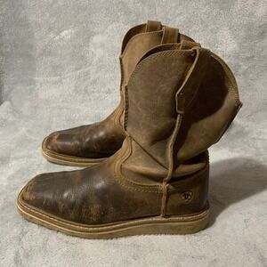 Ariat Groundbreaker Mens 7.5 D Brown Leather Square Toe Work Boots 10021696